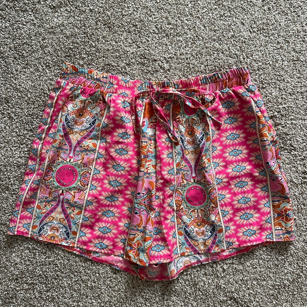 SHEIN Pink and Orange Patterned Shorts